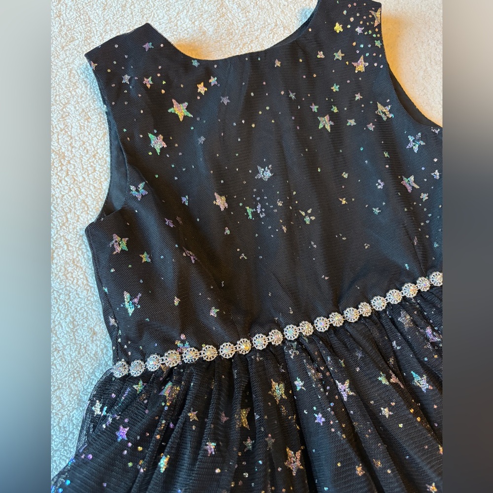 Pastourelle NYC Black Tulle Dress with Silver Starry Accents, size 3T - Picture 3 of 4